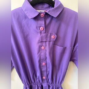 Vintage 1970’s Purple Button Down American Shirt Dress